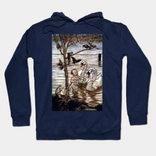 Peter Saved by Swans - Peter Pan in Kensington Gardens - Arthur Rackham Hoodie